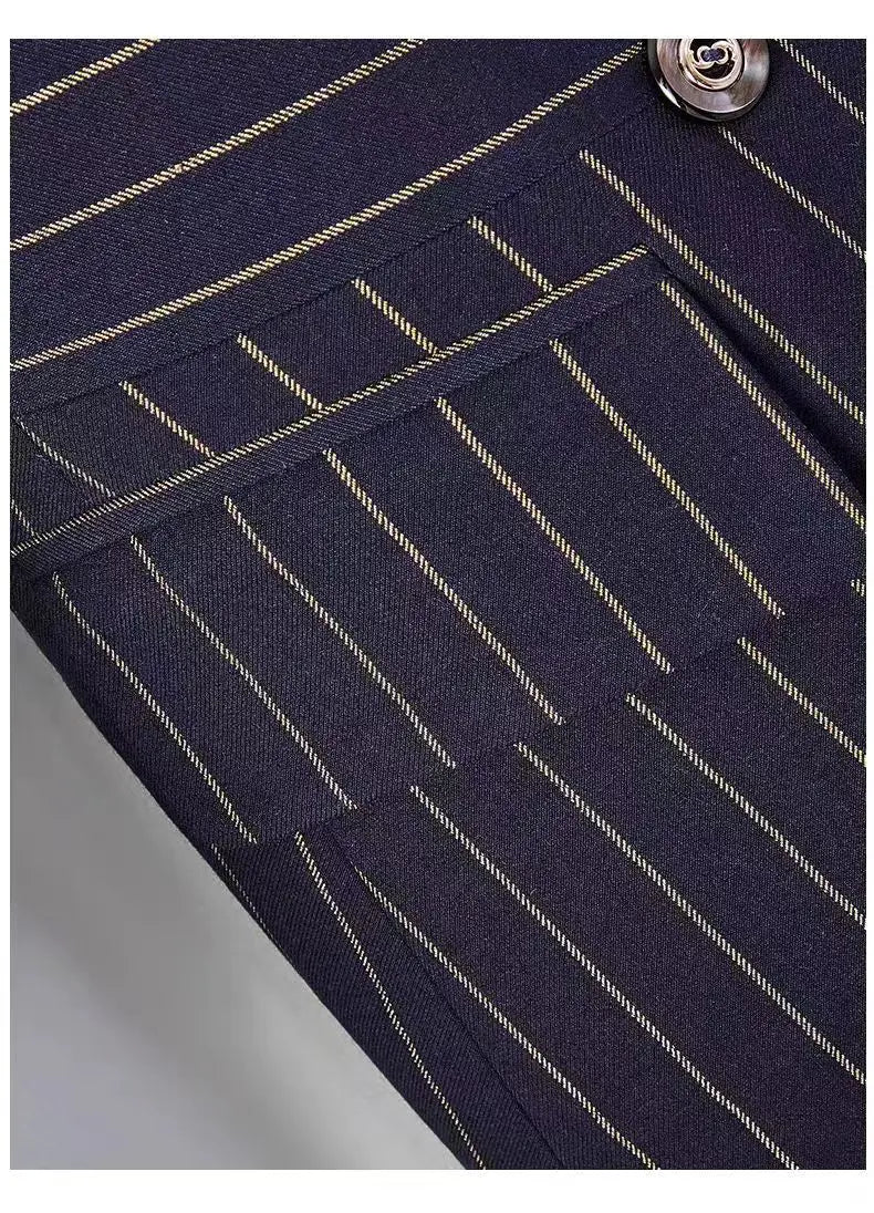 NAVIU Fashion Women Office Ladies Formal Golden stripes Pants Suit Set Female Business Work Wear Blazer Jacket And Trouser