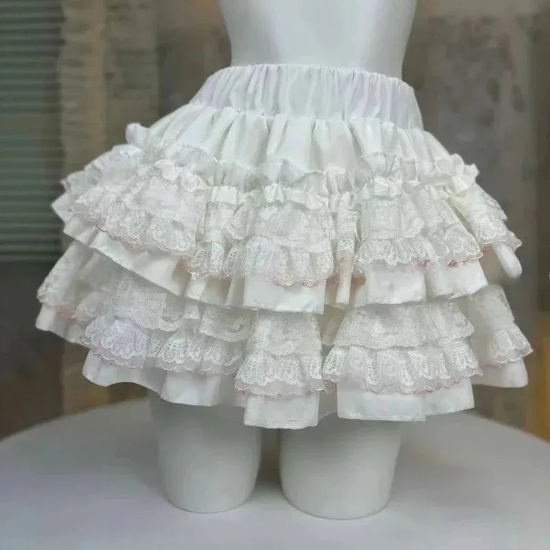 Mini Skirts for Women Sweet Cute Jupe Fashion Summer Japanese 2025 Faldas Mujer De Moda Bow Polka Dot Ruffles Y2k Skirt
