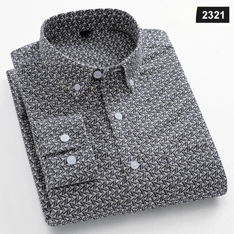 Fashion korean trends casual long-sleeve shirts for men slim fit plain shirt 100%cotton plaid striped tops soft designer clothes