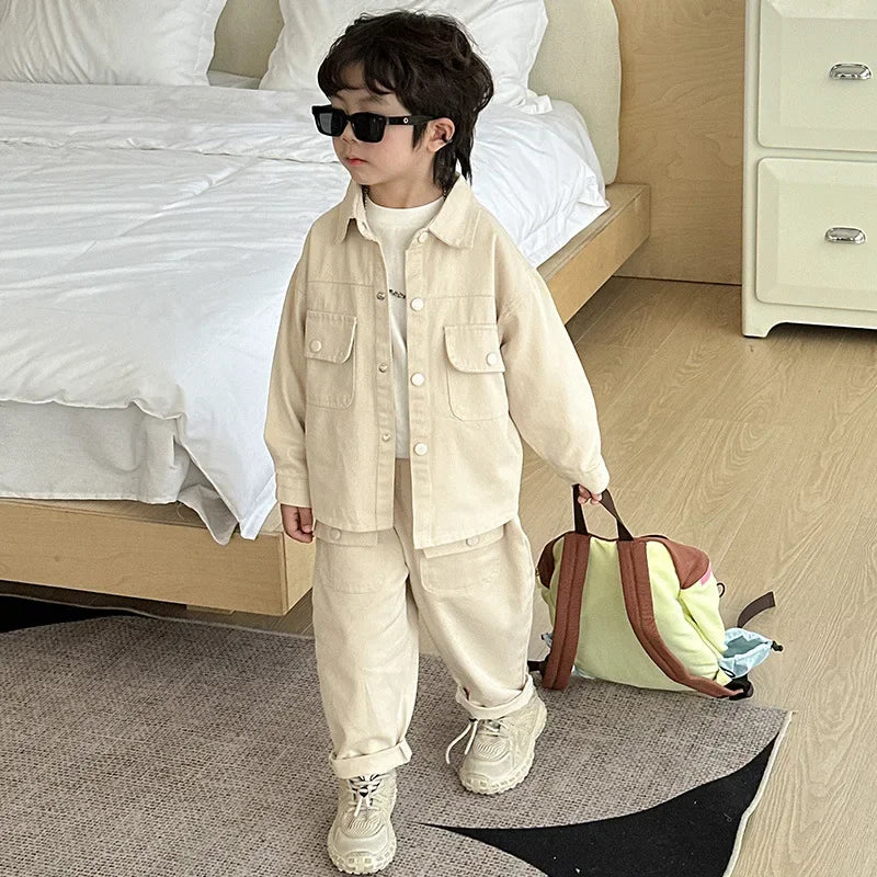 Boys' suit 2025 autumn new fashionable top pants sports casual workwear  children's clothing jacket
