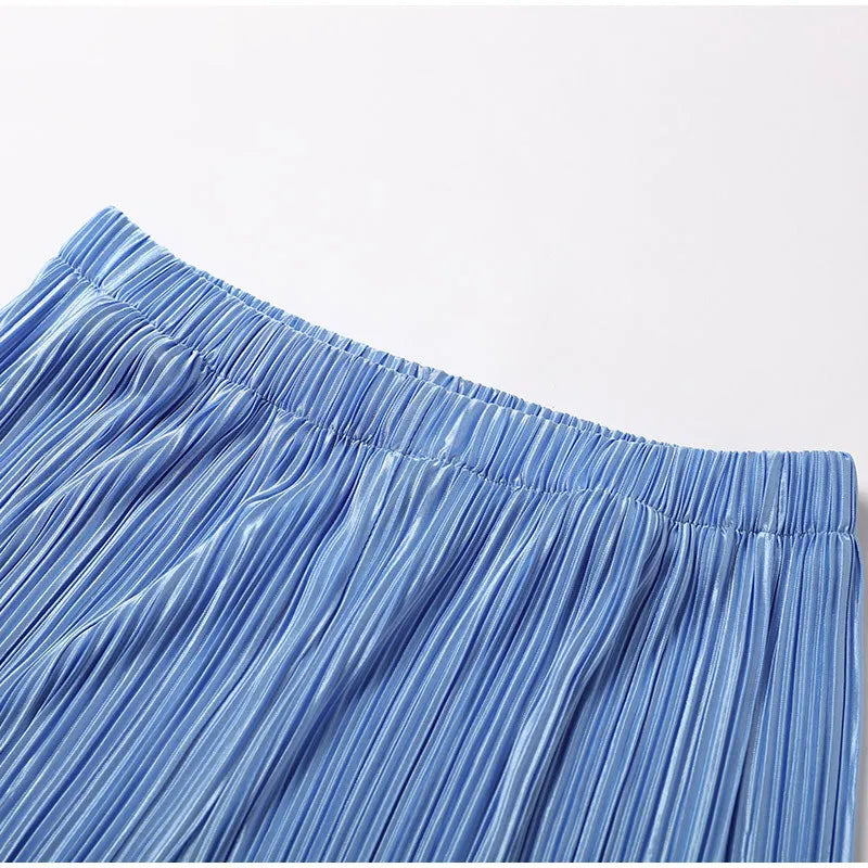 New Two Piece Set Women Outfits Pleated Women's Elegant  Drape Loose Sets Shirt High Waist Trousers Female Suit Fashion Casual