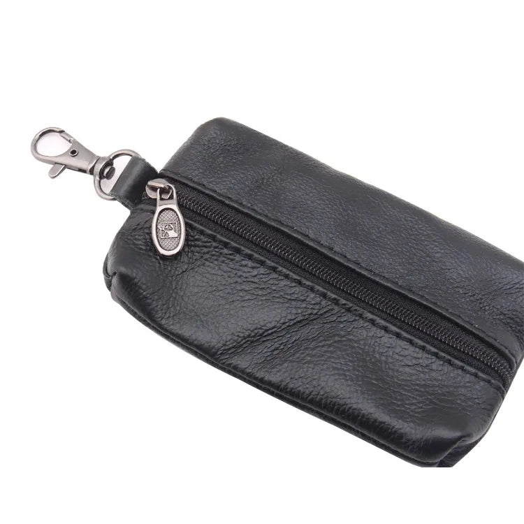 Soft  Genuine Cow Leather Housekeeper Small Round Columnar Key Holder Car Key Wallet Coin Pouch Purse key bag