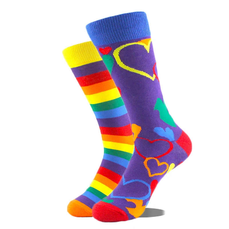 Cool Design Avocado Crew Socks Men Creative Eye Guitar Bus Pattern Sokken Duck Cat Fox Otter Animals Divertidos Chaussette Sox