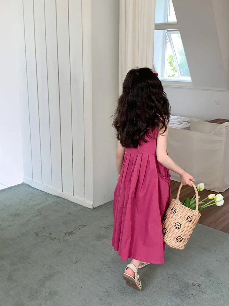 Girls Casual Dresses Girls' Dresses with Large Hemlines Sleeveless Casual Kids Dresses for Girls 2 To 8 Years Princess Dress
