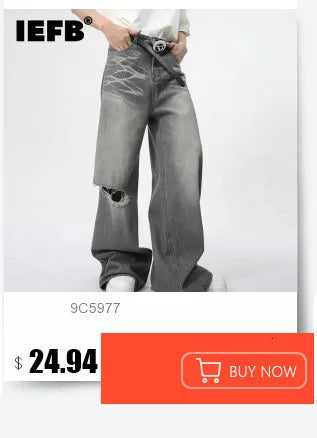 IEFB New Spring Men's Micro Flared Jeans Korean Straight Leg Design Solid Color High Street Fashion Male Denim Pants 9W1407