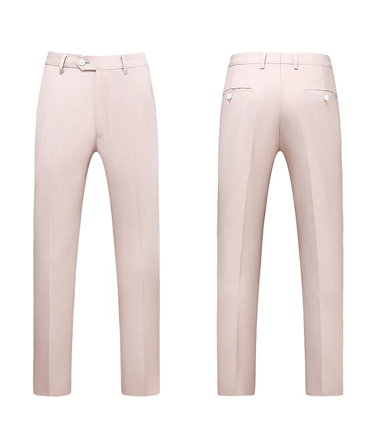 British Style Solid High Waist Trousers Men Formal Trousers High Quality Slim Fit Business Casual Suit Pants Groom Wedding Dress