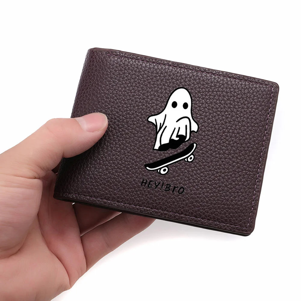 Men's Short Wallet PU Leather Mini Pattern with Multiple Card Slots And Zipper Coin Pocket
