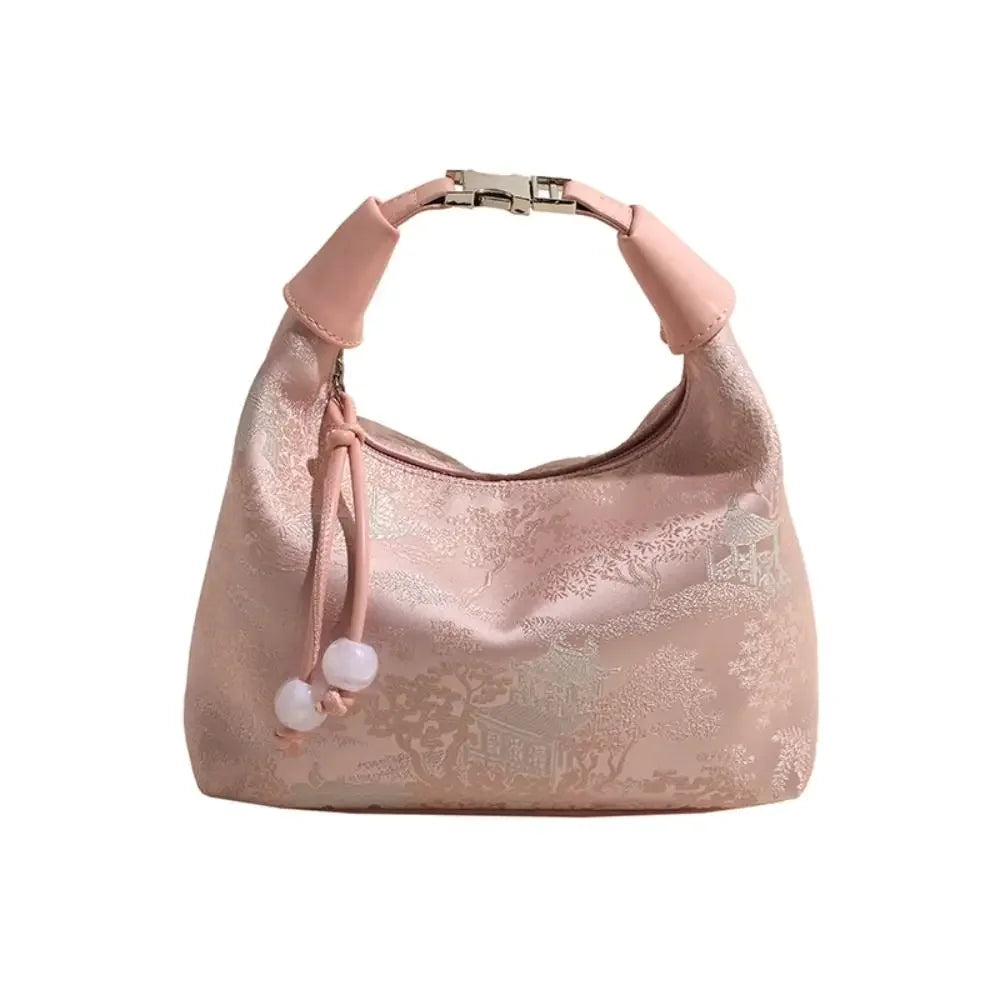 Fashion Embroidered Chinese Style Handbag Canvas Zipper Pea Purses Luxury Adjustable Cheongsam Bag Women