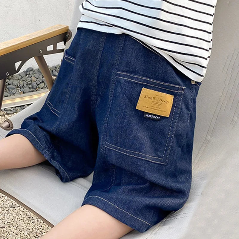 New Boys Summer Fashion Denim Shorts Kids Casual Loose Thin Knee-Length Trousers for 3-12 Years Teenager Outdoor Jeans Pants