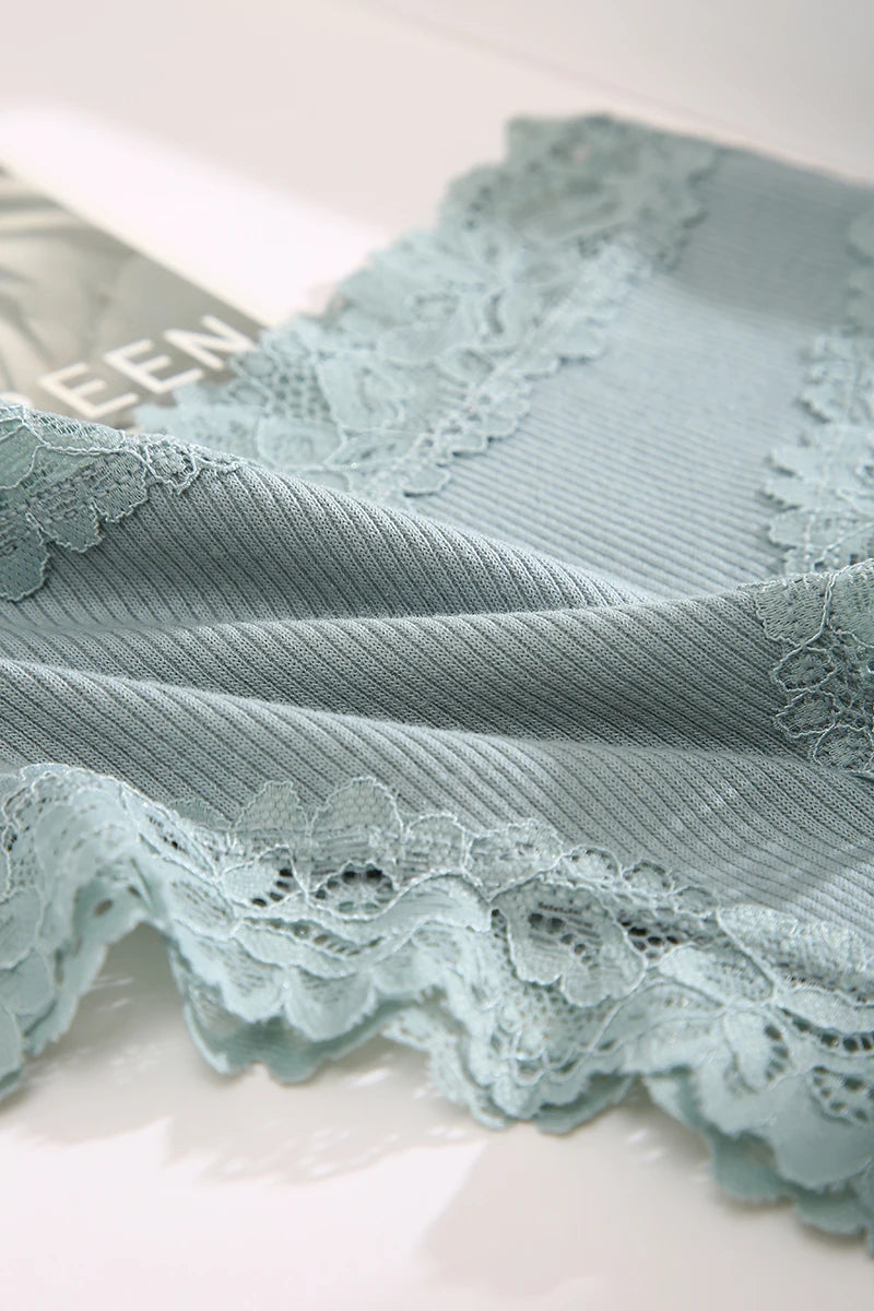 Lace Seamless Brazilian Panties Ribbed Cotton Low Waist Women's Panties Breathable Girls Underwear Plus Size Lingerie S-XL