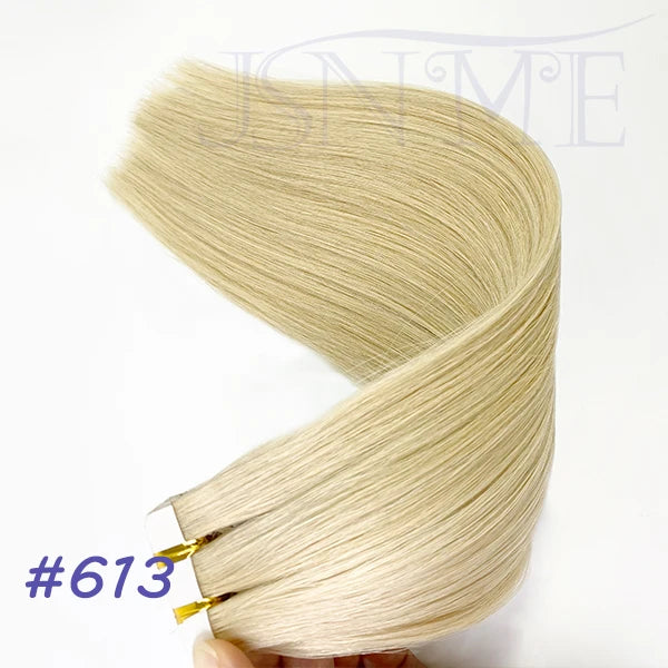 JSNME High Quality Tape In Hair Extension Invisible 100% Real Human Hair Straight Tape Ins  Brown Blonde 2.5g/pcs 16-22 Inch