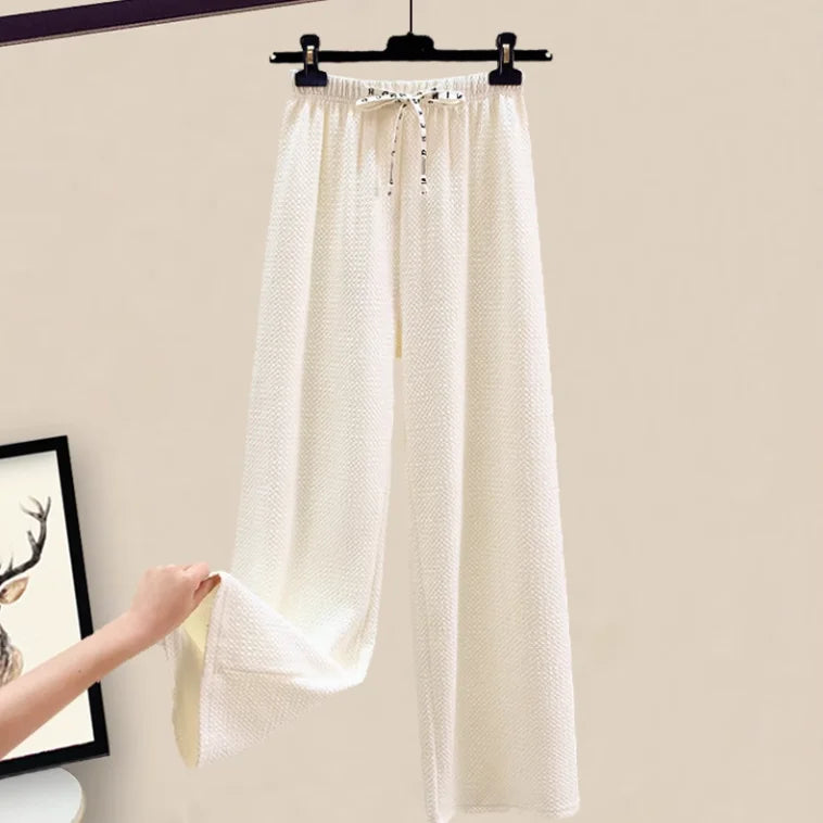 Knitted Spring Preppy Style Sailor Neck Women's Knitted Cardigan Elastic Wide Leg Pants Long Sleeve Korean Sportswear Set