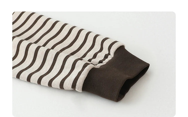 CHIC VEN New Women T-Shirts Loose Casual Round Neck Striped Dog Print Long Sleeved Female Tees Pullover Autumn Winter 2025