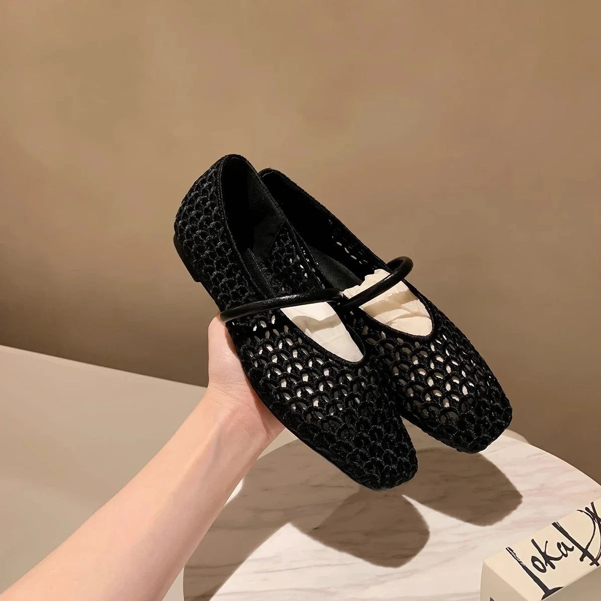 Square Toe Mesh Women Ballet Shoes Flats Sandals Summer 2025 New Designer Casual Loafers Mary Janes Shoes Zapatillas Sandalias