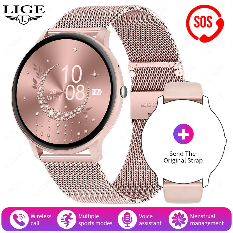 LIGE Women's SmartWatch Blood Oxygen Monitor Sports Fitness Tracker Bluetooth Call Al Voice Assistant Watches For Android IOS