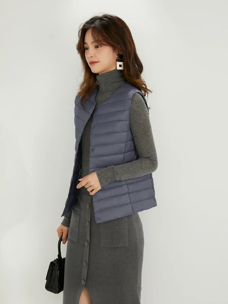 NewBang 90% Matte Fabric Womens Ultra Light Down Vest Waistcoat Sleeveless
