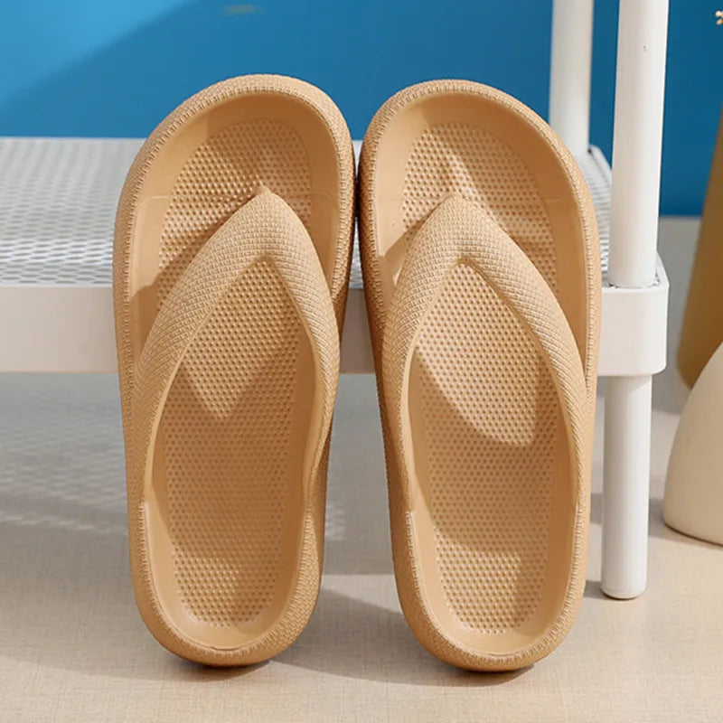 Rimocy Soft Sole EVA Women's Flip Flops 2025 Summer Beach Non-slip Cloud Slippers Women Thick Platform Clip Toe Bathroom Slides