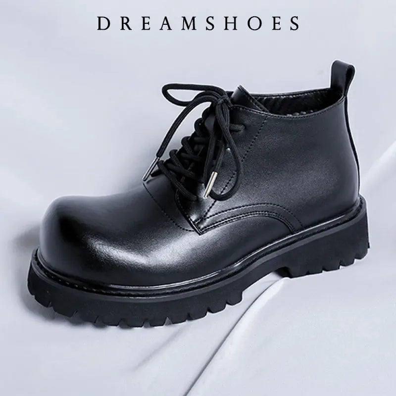 New Retro Dress British Style Head Derby Platform Business Inner Height Increase Commuter Casual Men's Leather Shoes