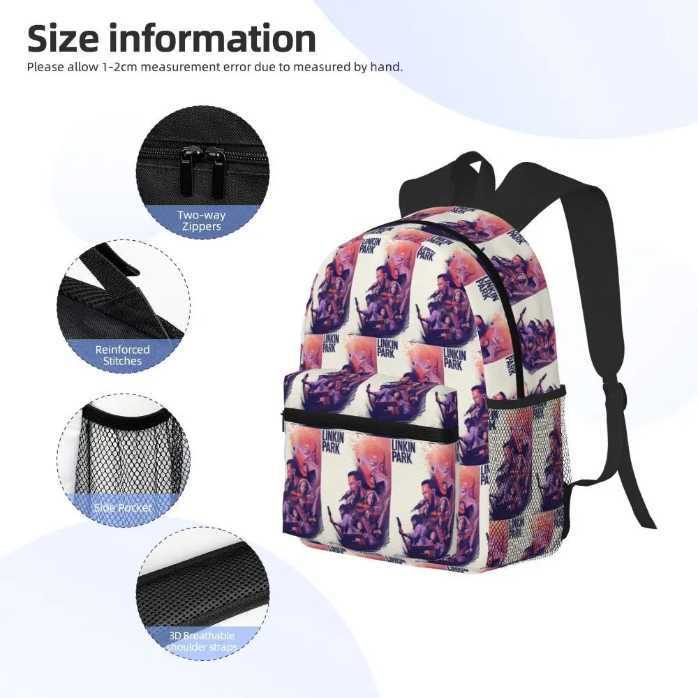 L-Linkin-S P-Park-S Band Student Backpack School Bag Hiking Travel Daypack for Boys Girls Fashion Bookbag Shoulder Bags