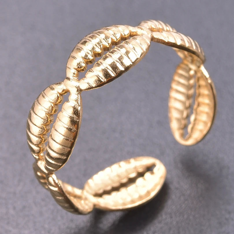 Fashion 5pcs/lot Marine Jewelry Sea Animals Conch Starfish Shell Rings Stainless Steel Rings Jellyfish Scallop Oceans Women Gift