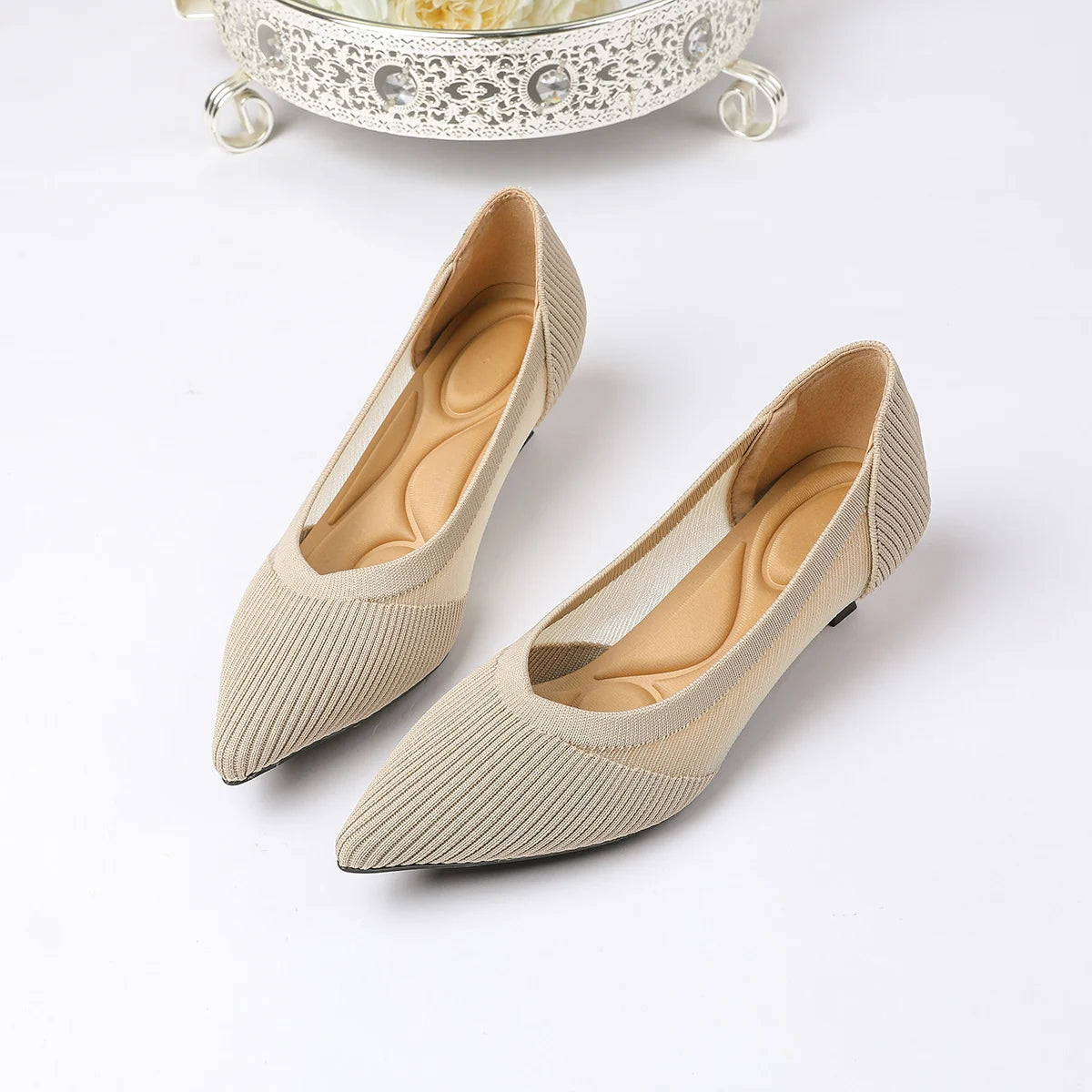 Women's High Heels 2025 New Knitted Breathable Mesh Fine Fashion Comfortable Lightweight Shoes Spring and Autumn