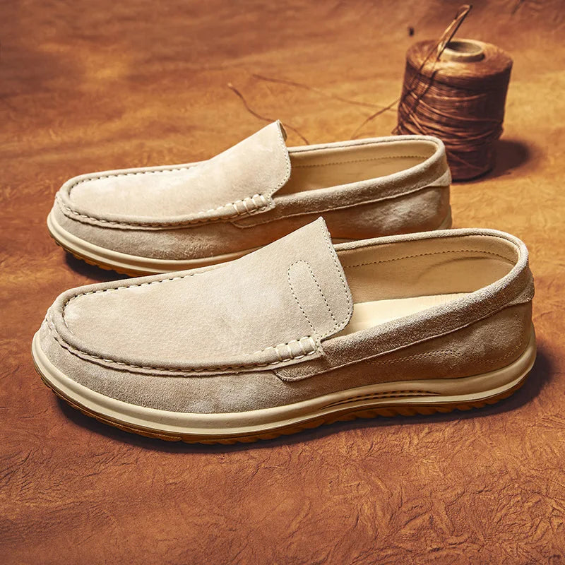 Men's Suede Casual Leather Shoes Fashionable Breathable Comfortable Driving Shoes Men Shoes