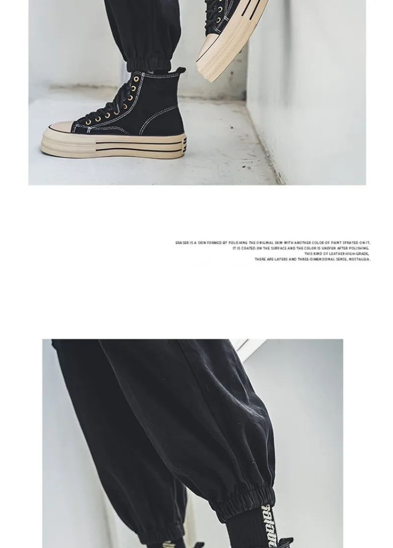Couple Sneakers Classics Denim Canvas Shoes Fashion High Top Casual Shoes Platform Vulcanized Shoes for Men Lace Up Ankle Boots