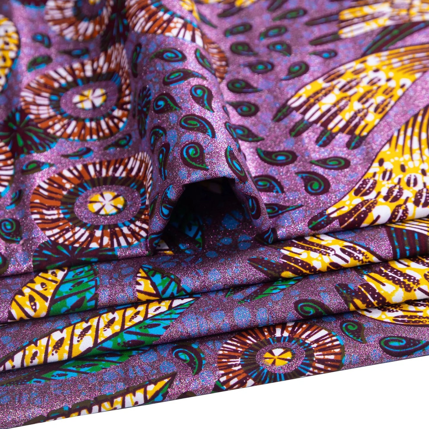 African Wax Print Fabric – 100% Cotton Ankara with Gold Foil Shimmer, 6 Yards/Roll, for Dresses, Headwraps & Fashion Garments