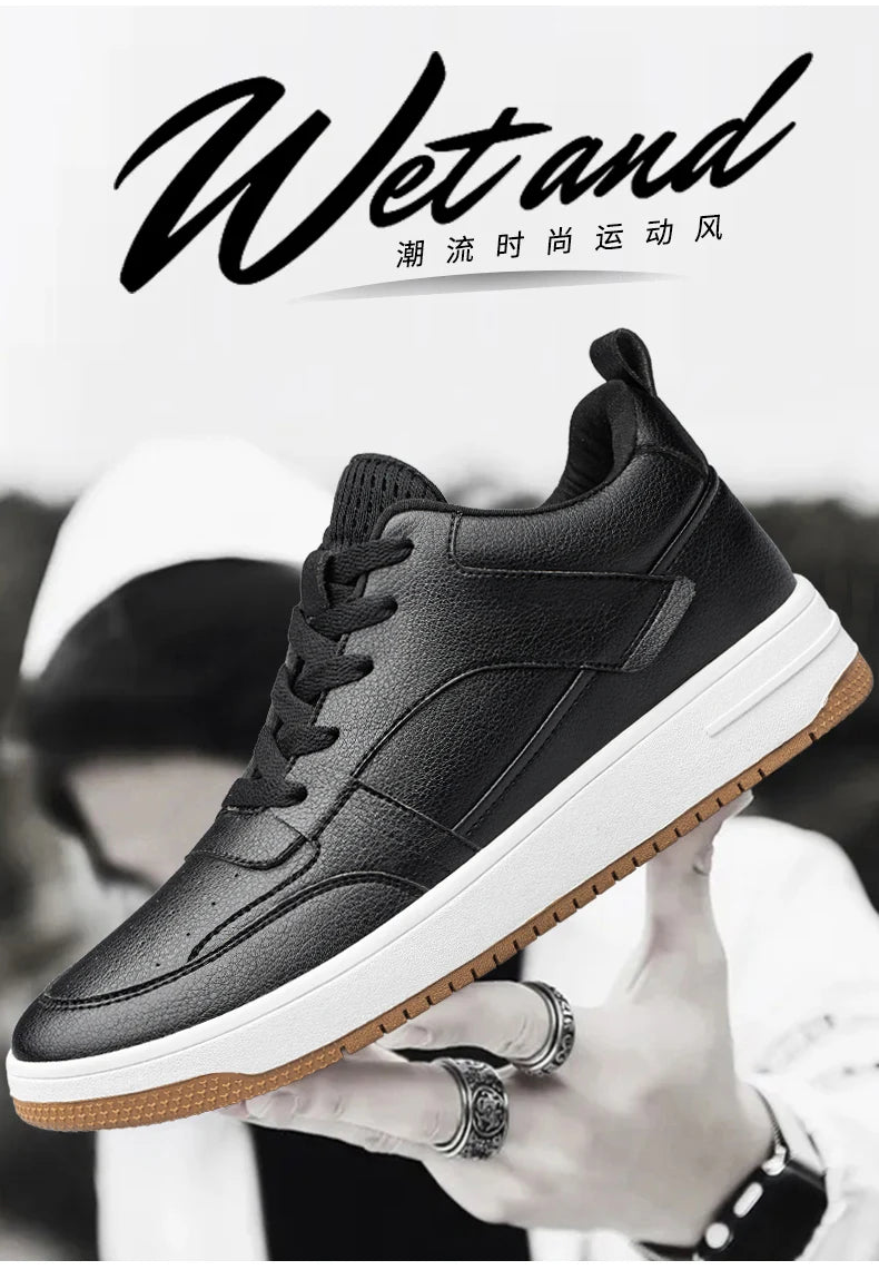 Men Genuine Leather Casual Shoes Men Sneakers Men Skateboard Shoes Comfortable Platform Male Footwear Height Increase Insole 6-8