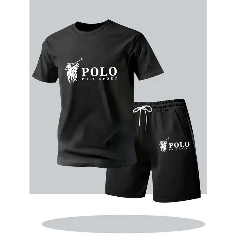 2026 Summer Men's Set Urban Casual Fashion T-shirt and Shorts High Quality Crew Neck Short Sleeve Outfits Male Daily Sportswear