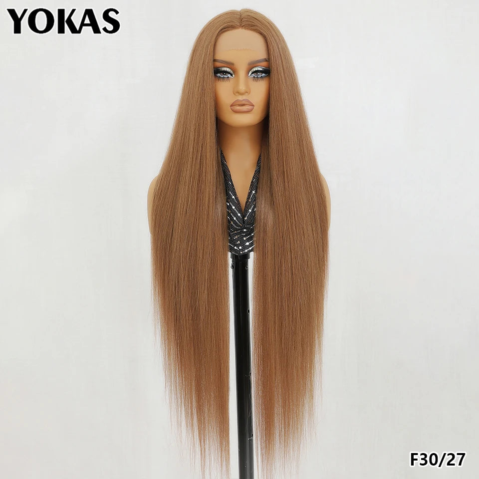 30 Inch Lace Frontal Wig Synthetic 13X6 Straight Hair Lace Wig For Afro Women High Temperture Fiber Blond Women Lace Frontal Wig