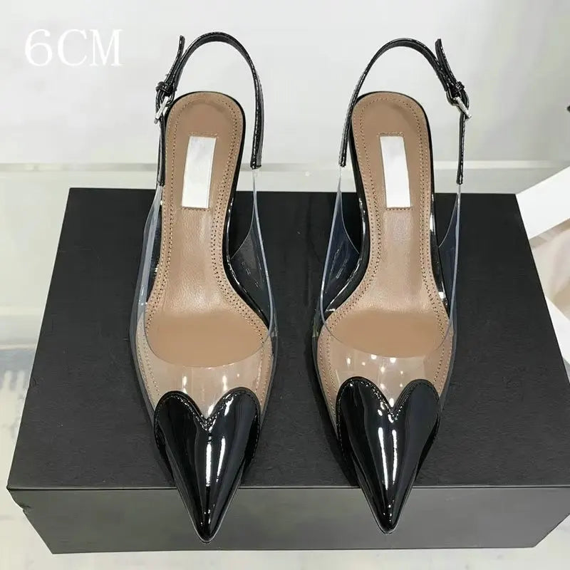 2025 New PVC European Style High Heels Women'S Summer Pointed Toe Runway Sandals Party Shoes