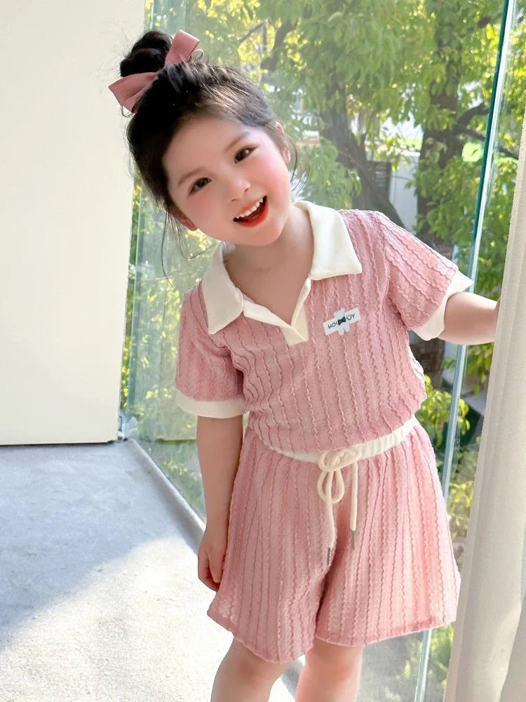 Kids Girls Short Sleeve Top+Shorts 2Pcs Clothes Set Children New Summer Casual Outfits Comforts Sportswear Suits For 2-10 Years