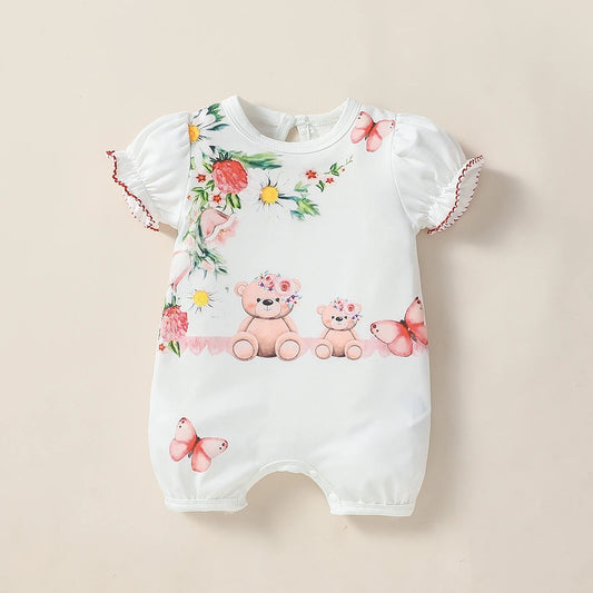 2025 Baby Girls Newborn items Summer Short Sleeve Cartoon Cute Romper Casual bodysuit Clothing