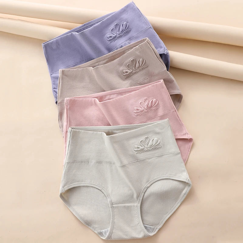 4Pcs Cotton Women's Panties High Waist Body Shaper Underwear Breathable Underpants Plus Size M-5XL Panty  Soft Female Briefs