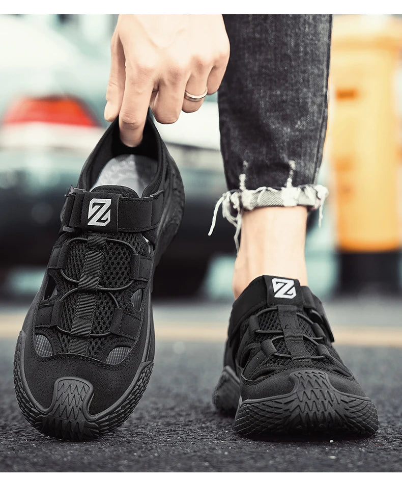 Large Size Sandals for Men, New Summer Style, Trendy, Versatile, Casual Sports Sandals, Soft-Soled Hollow Beach Shoes for Men