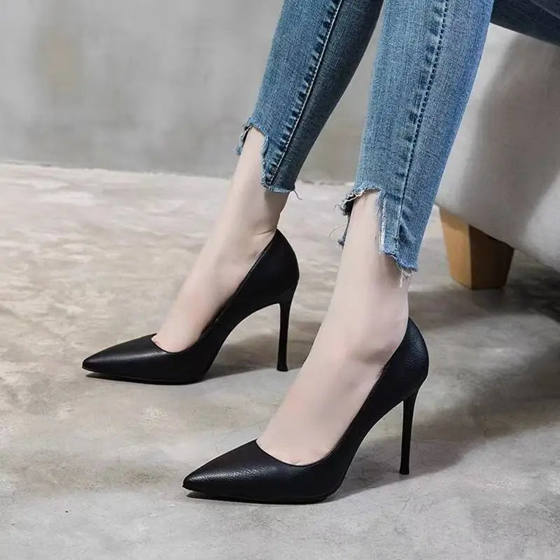 Purple Women Shoes Thin Stiletto Banquet Wedding Shoes 6-10cm Fashion High Heels Plus Size Sexy Pointed Toe Ladies Work Shoes