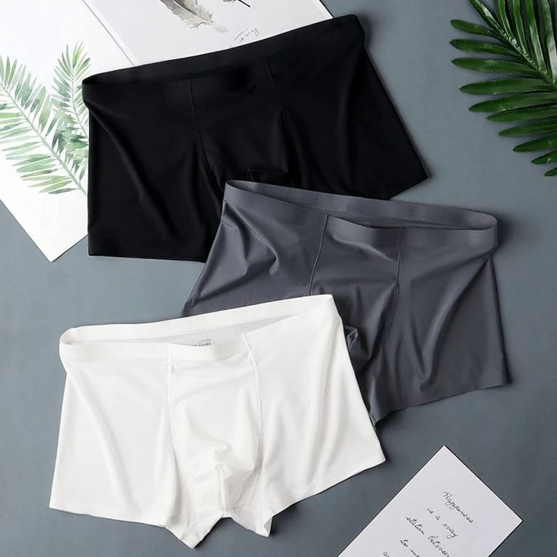 5 PCS/SET Men's Ice Silk Underwear Summer Thin Breathable Seamless Panties Sexy Male Underpants Comfortable XL-XXL Panties