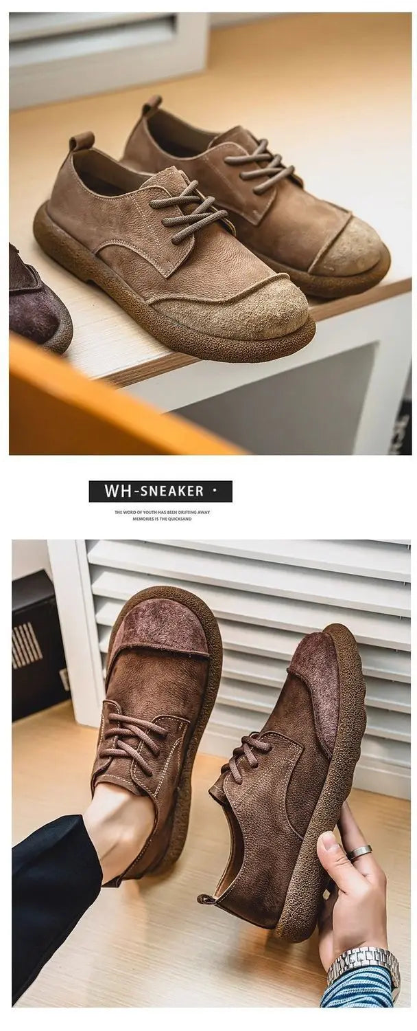2025 men's shoes autumn new casual shoes wide toe retro low top lace up trend versatile men's shoes