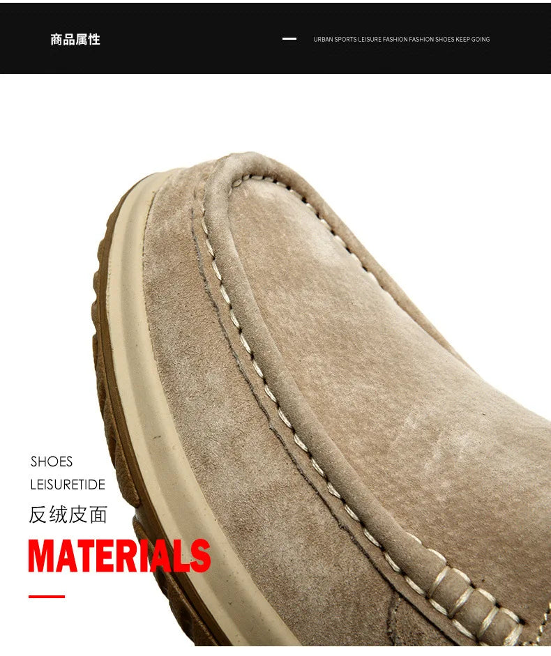 Men's Suede Casual Leather Shoes Fashionable Breathable Comfortable Driving Shoes Men Shoes