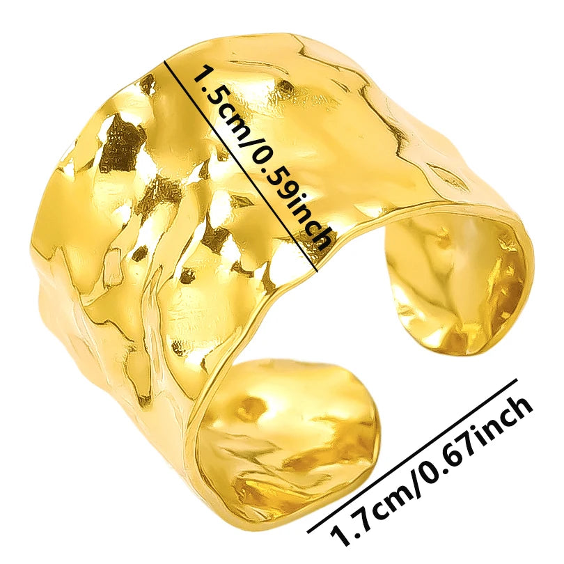 1/2/3pcs Mix Color Chunky Wide Ring Open Stainless Steel Rings For Women Men Accessories Irregular Surface Kpop Fashion Jewelry