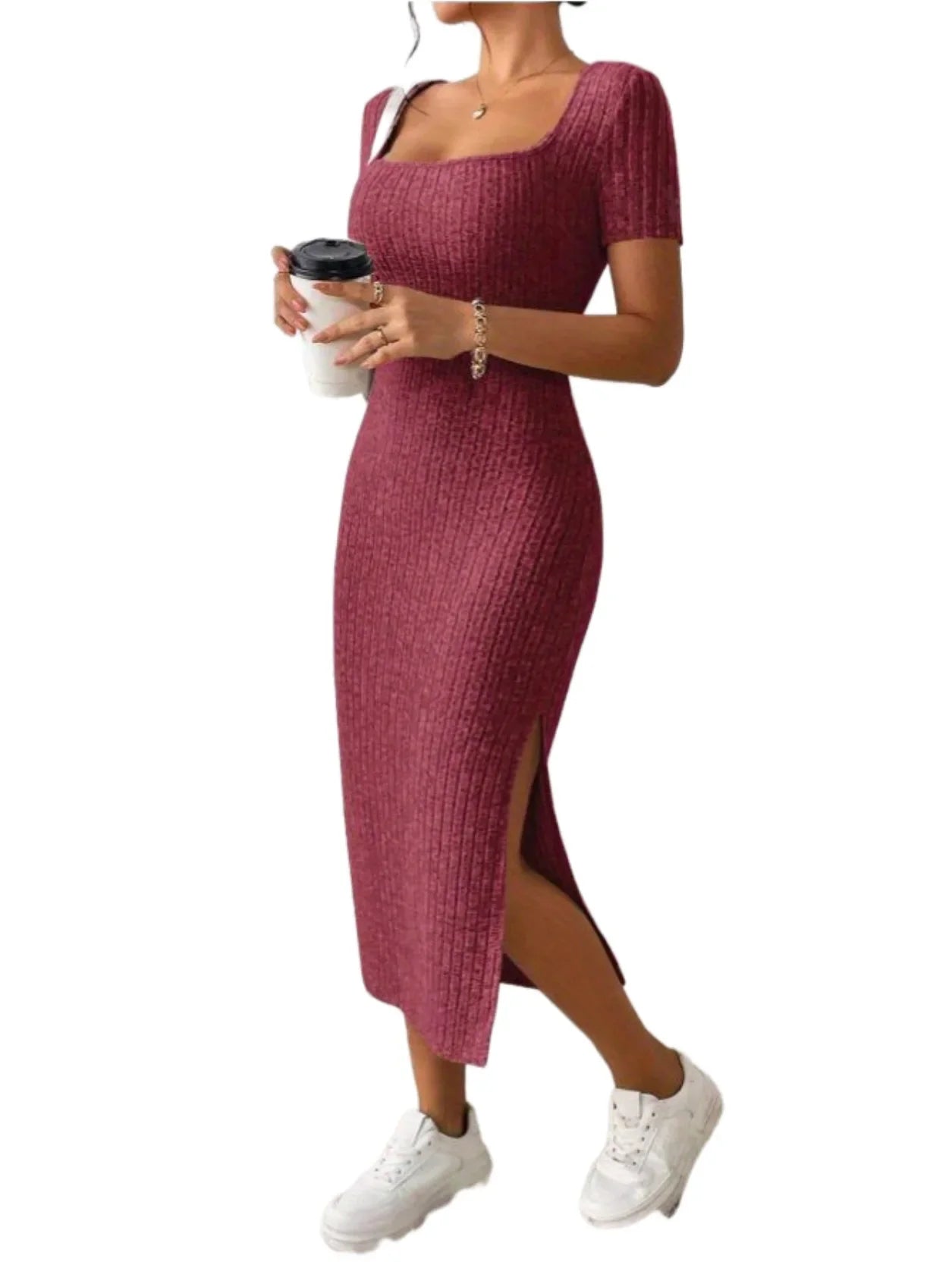 European and American Style 2025 Summer New Cross-border Women's Fashion Square Collar Sexy Slim Hip-pack Dress for Women