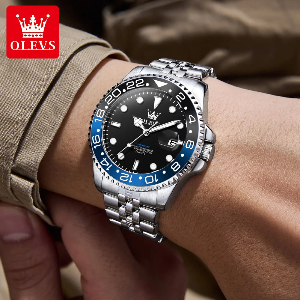 OLEVS 5657 Original Men's Watches Luxury Top Brand Diving Series Stainless Steel Waterproof Luminous Calendar Men's Wristwatches