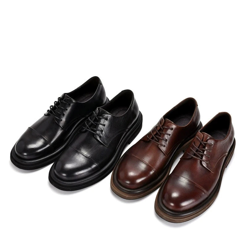 Italian Luxury Mens Shoes Solid Color Genuine Leather Flat Oxford Casual Business Social Shoe Male Sneakers Black Brown