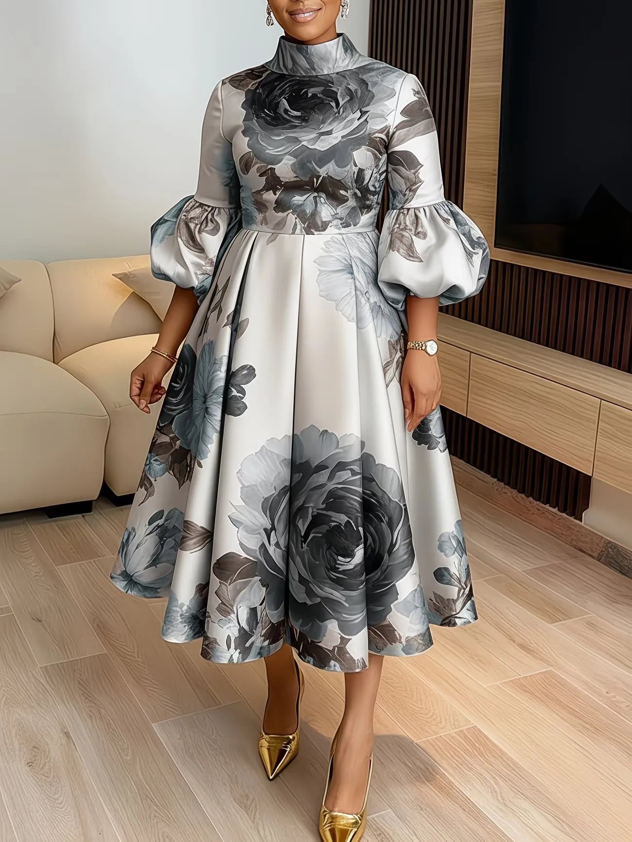 African Dresses for Women Elegant Ankara Dashiki Spring Summer Midi Dress Ladies Traditional Africa Clothing