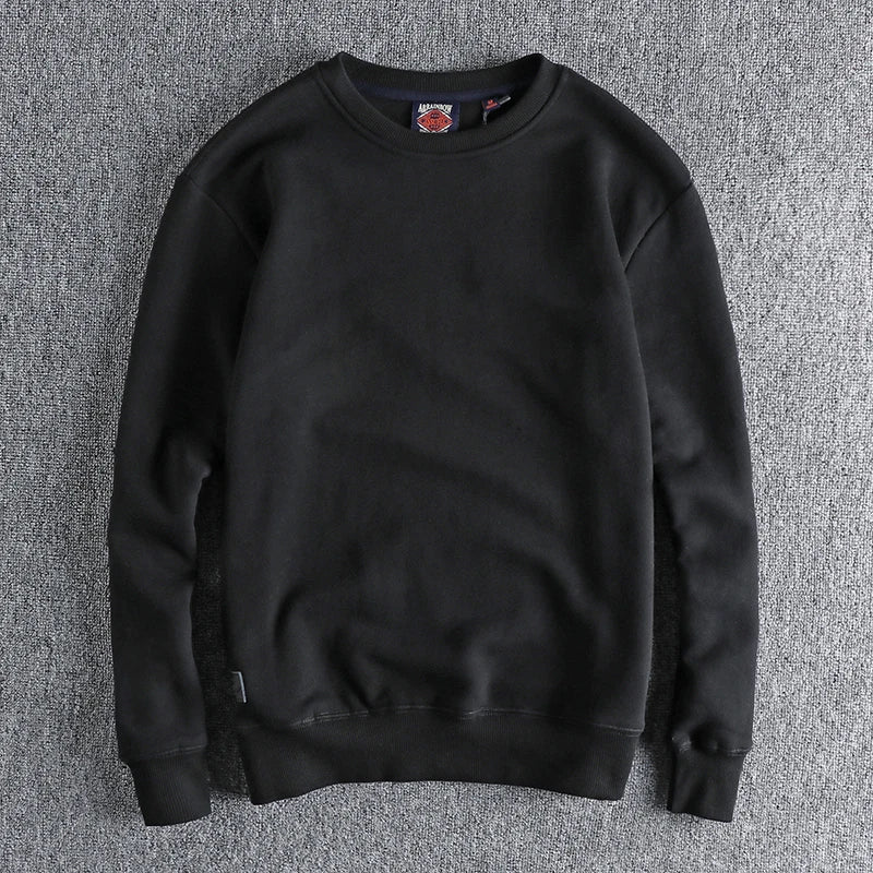 New autumn and winter cashmere padded solid color round neck sweater men Joker youth Roman fleece pullover