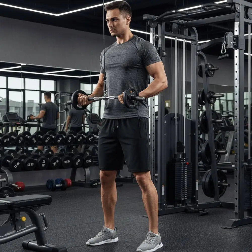 Summer Men's Shorts Cool Sportswear Running Sport Shorts Casual Bottoms Gym Fitness Training Jogging Short Pants Men Black Gray