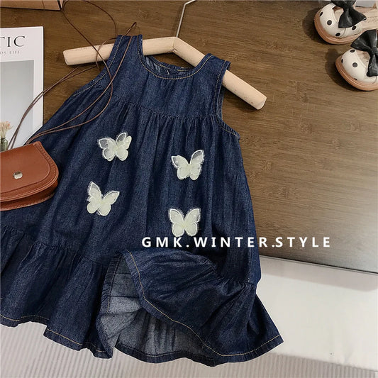 Tank Skirt Girls Denim Skirt Summer New Children's Sleeveless Dress Girls Summer Skirt Thin