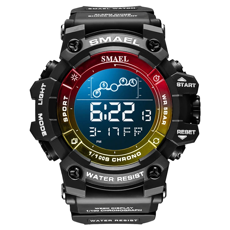 SMAEL Digital Watch LED Alarm Clock Military Watches Big Dial Digital Wristwatches 8082 Sport Watches for Men