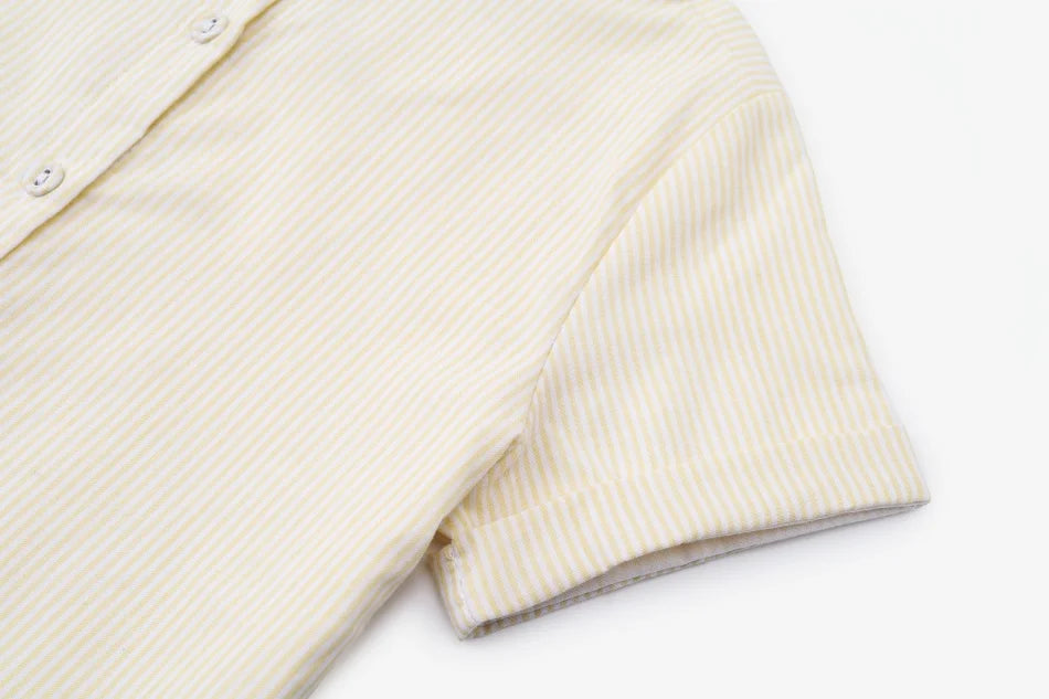 AS SS26 meadow collection pale yellow floral shabbos girls smocking dress pinstripe boys familly match clothes